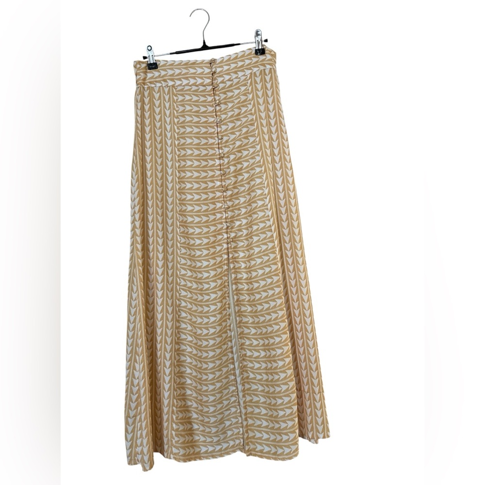 Rip Curl Mustard Geometric Midi Skirt Button Front Surf Resort Boho Size S - Picture 2 of 5